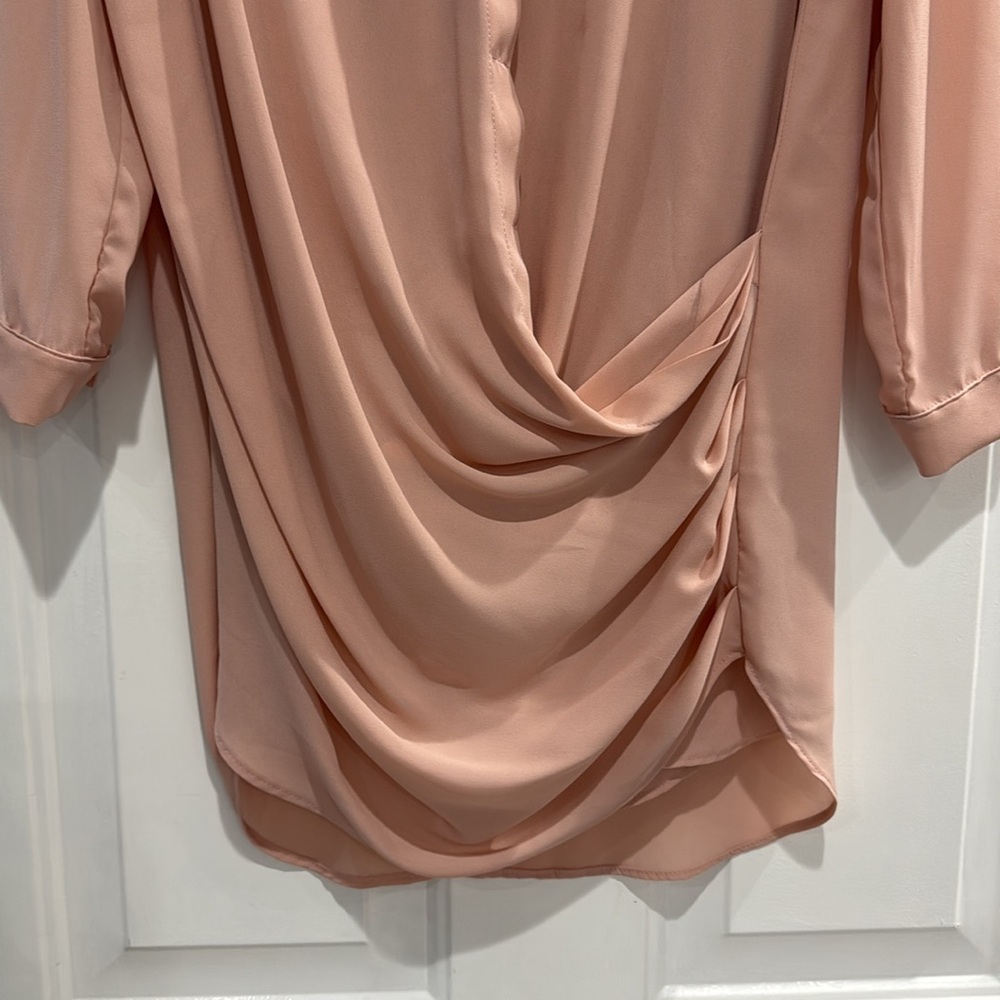 Krisa Drape Button Front Mini Dress in Blush Size Small - Picture 7 of 11